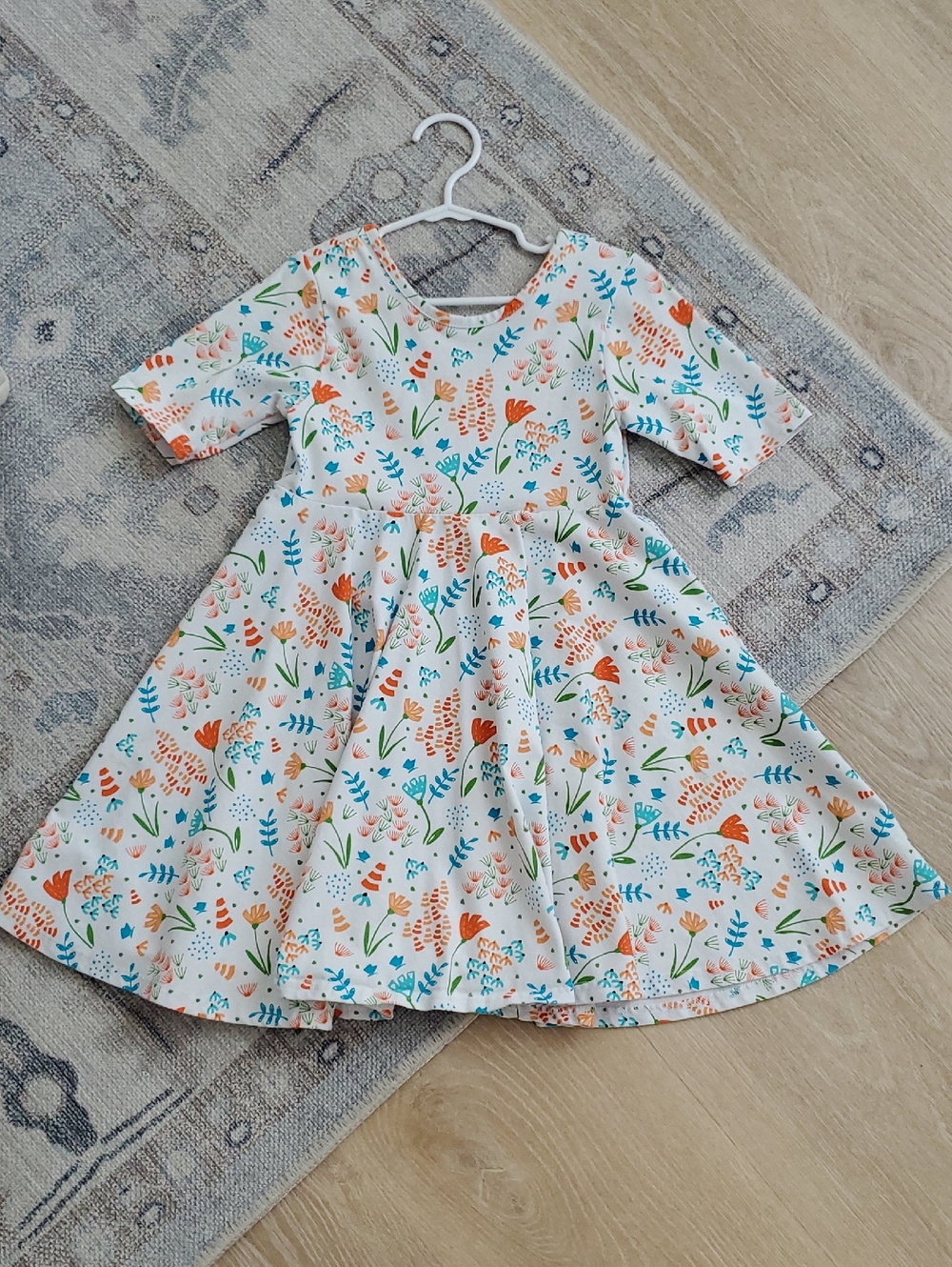 Stitchy Fish Girls Floral Cotton Stretch Short Sleeve Dress Sz5